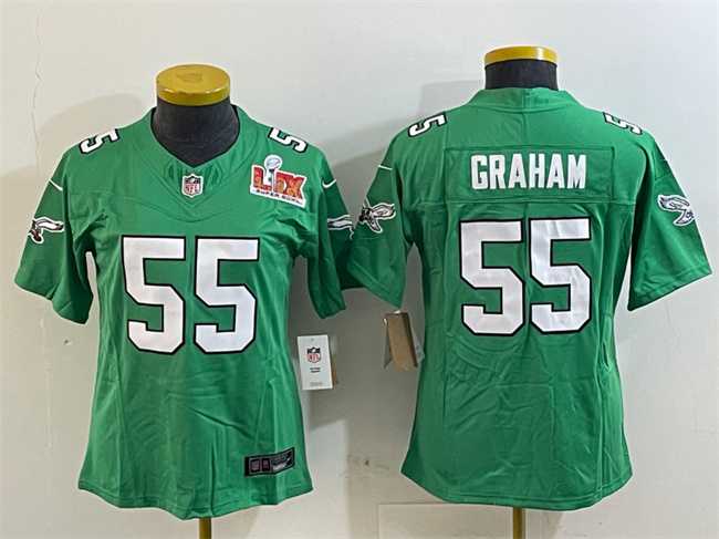 Women's Philadelphia Eagles #55 Brandon Graham Green 2025 Super Bowl LIX Patch F.U.S.E. Throwback Vapor Untouchable Limited Stitched Jersey(Run Small),We sell and wholesale Women's Philadelphia Eagles #55 Brandon Graham Green 2025 Super Bowl LIX Patch F.U.S.E. Throwback Vapor Untouchable Limited Stitched Jersey(Run Small) on line form chian!